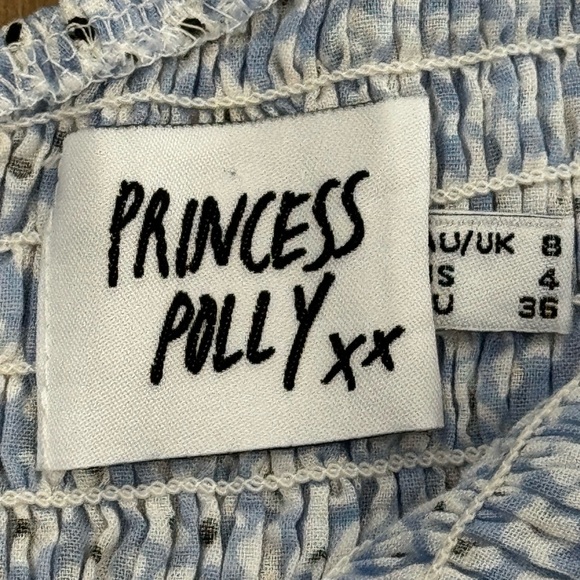 Princess Polly Elza Mini Dress โ Blue & White Floral โ One Shoulder - Picture 6 of 8